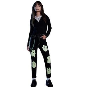 Her Universe Women’s Disney Glow In The Dark Ghost Mom Jeans Black Size 1 (XS)